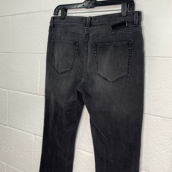 Free People black jeans skinny distressed button fly pants women's size 29 - Picture 11 of 11